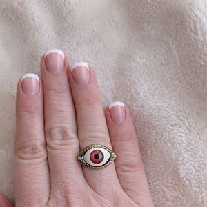 Gold-Tone Red Evil Eye Statement Ring